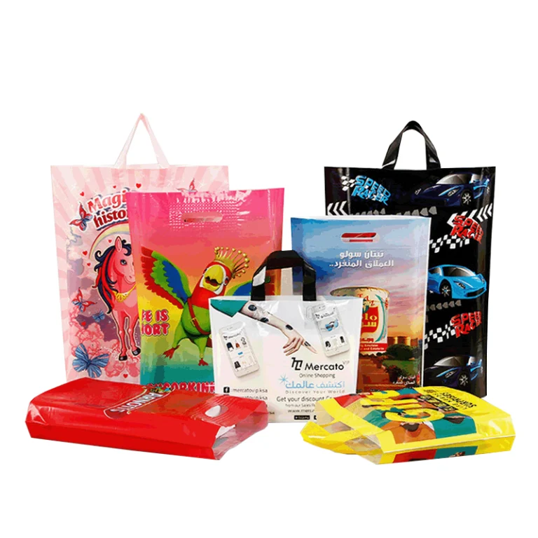 Plastic Handle Bags Customized Designs For Gifts