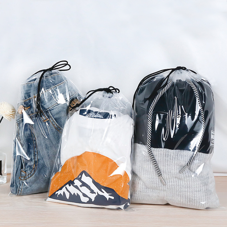 Customizable Plastic Drawstring Bags for Clothing Clear